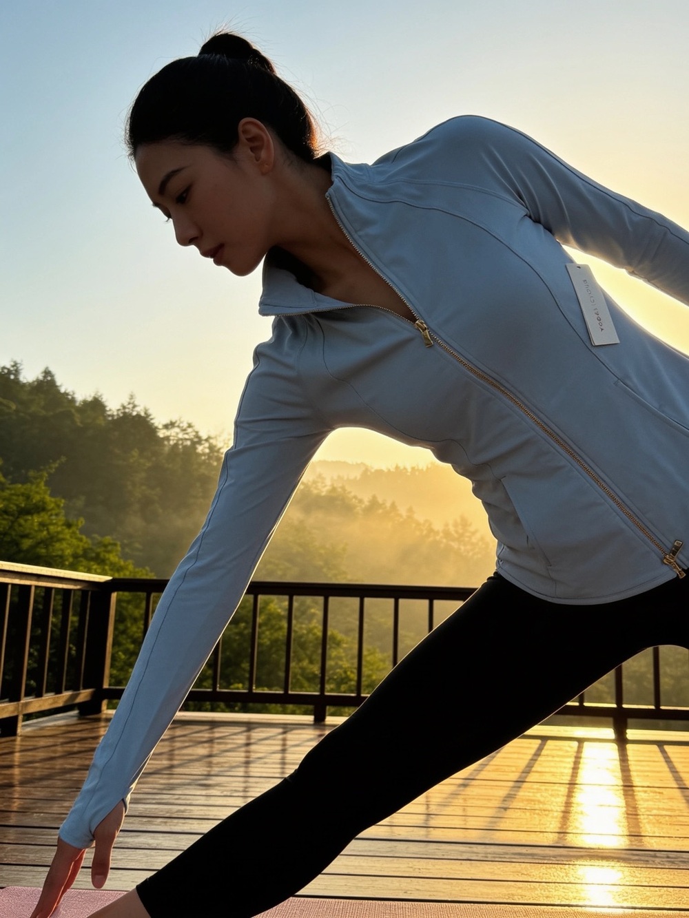 Yogalicious Pale Blue Lux Rebel Jacket with Gold Zipper